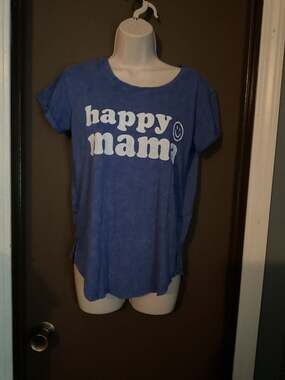 Celebrate! Mother's Day Happy Mama Graphic Blue Short Sleeve T-Shirt